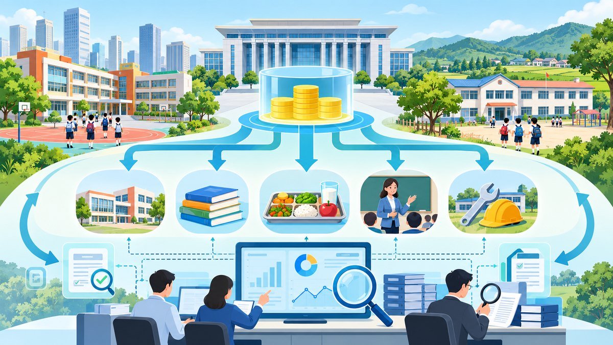 城乡义务教育补助经费分配、使用和监督原创示意图